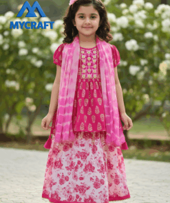 Baby Escort 3 Piece pink floral ethnic dress set for girls by My Craft