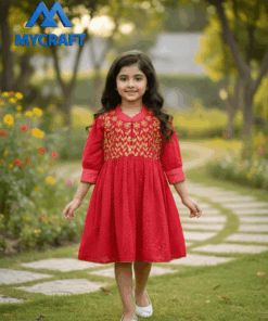 Beautiful Red A-Line Frock for Girls – My Craft Collection