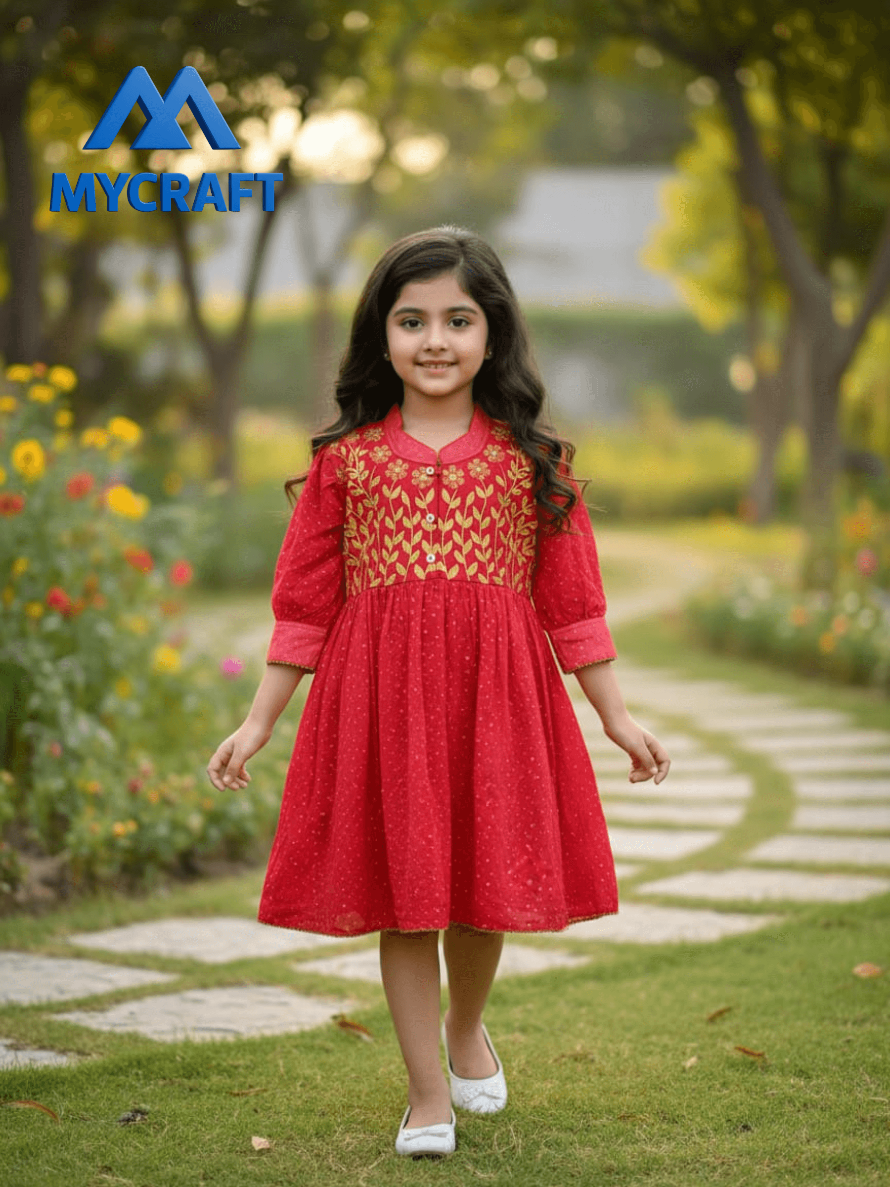 Beautiful Red A-Line Frock for Girls – My Craft Collection